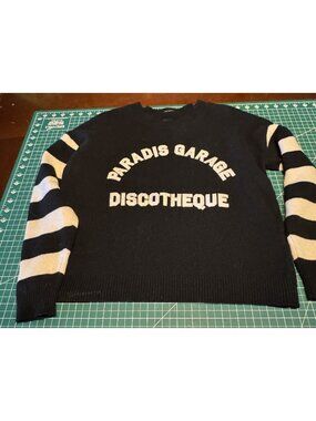 Mother Paradis Garage Discotheque Sweater Black White Striped Sleeve S Cotton Bl